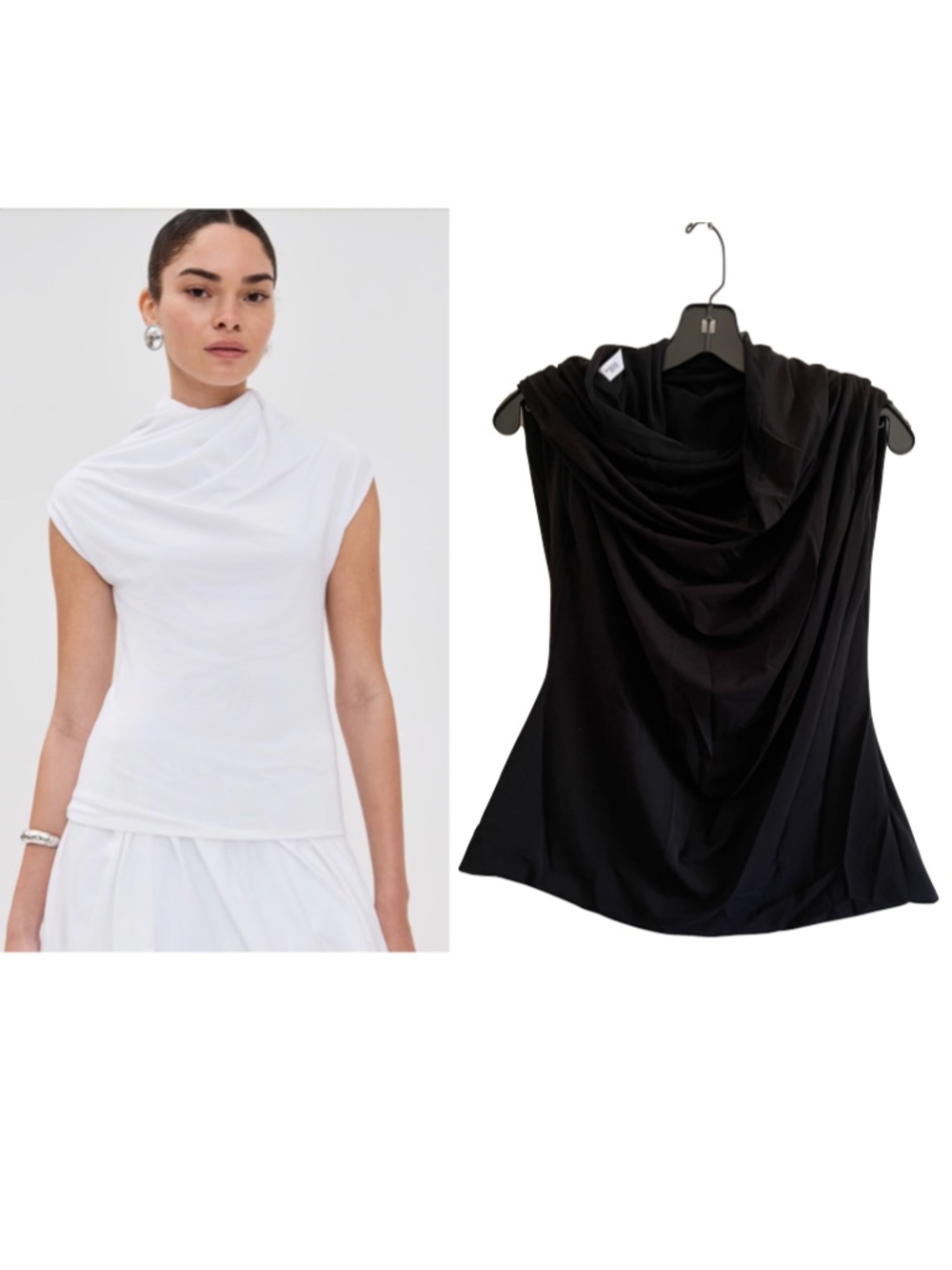 Rosetta Getty Twist Neck Top Black Quiet Luxury Minimalist